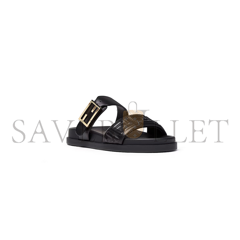 F**di feel black nappa leather slides 8x8710abohf0abb